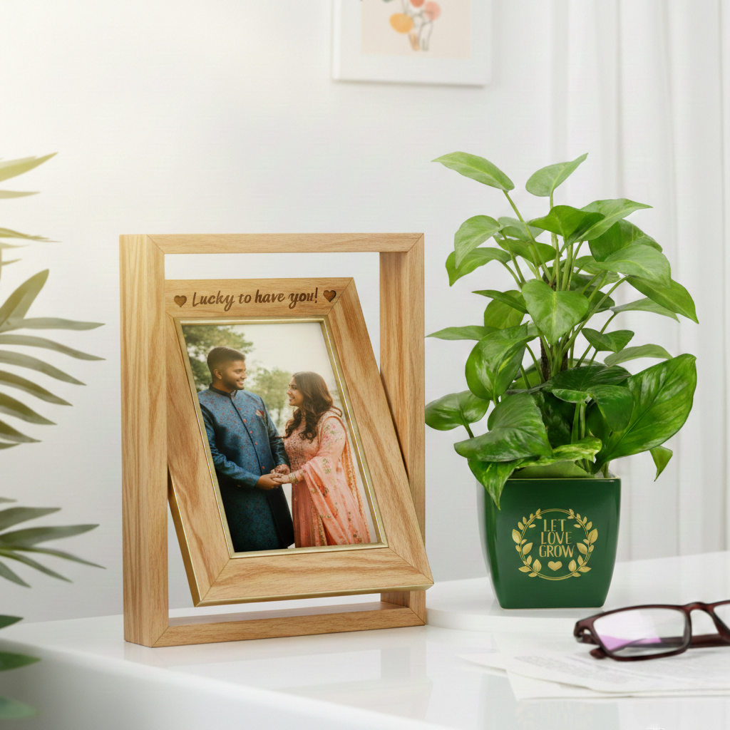 Enchanted Heart Personalized Wooden Rotating Frame