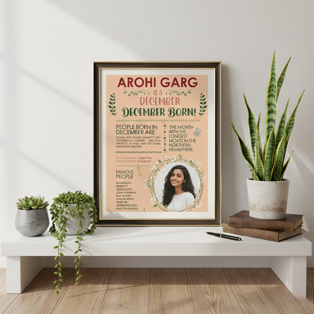 Heartfelt December Born Personalized Photo Frame