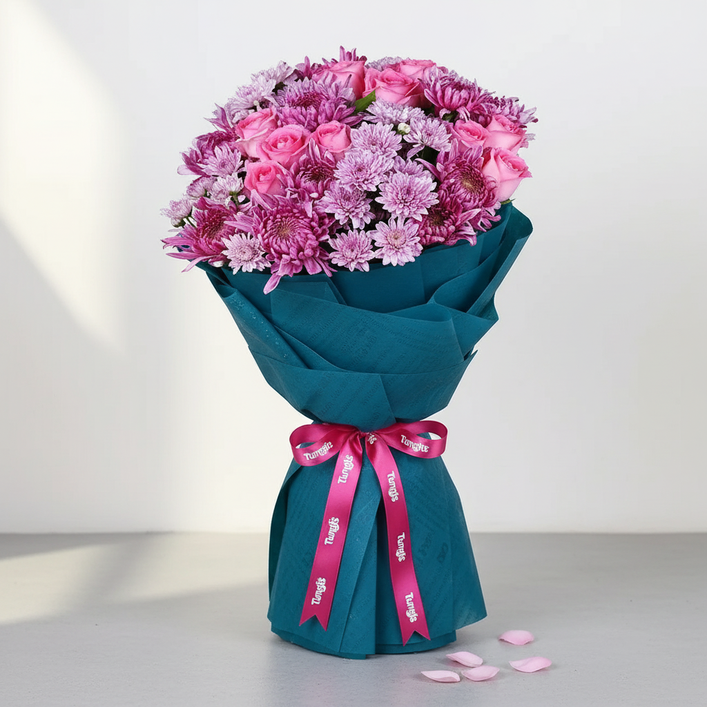 Elegant Daisy and Rose Serenade Bouquet